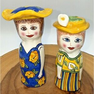 Ganz Bella Casa Susan Paley Salt & Pepper Shakers Pansy & Lily 5.5” & 6”